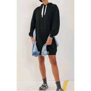 Anthropologie‎ Saturday Sunday Black Hoodie Long Sleeve Sweatshirt Dress Sz S